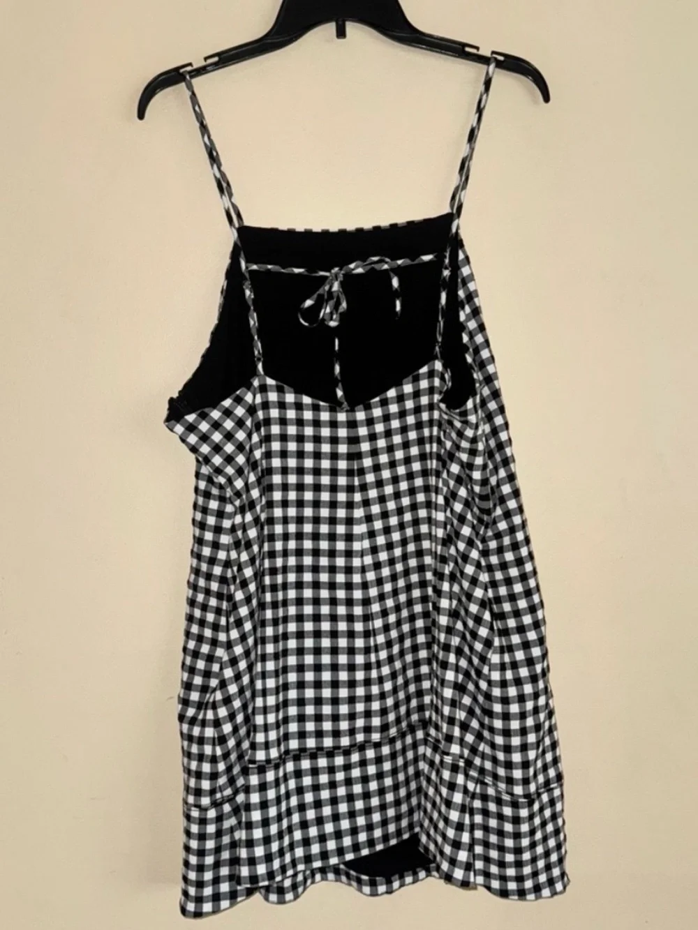 Anthropologie Black White Gingham Apron Style Mini Dress Size L NWOT!